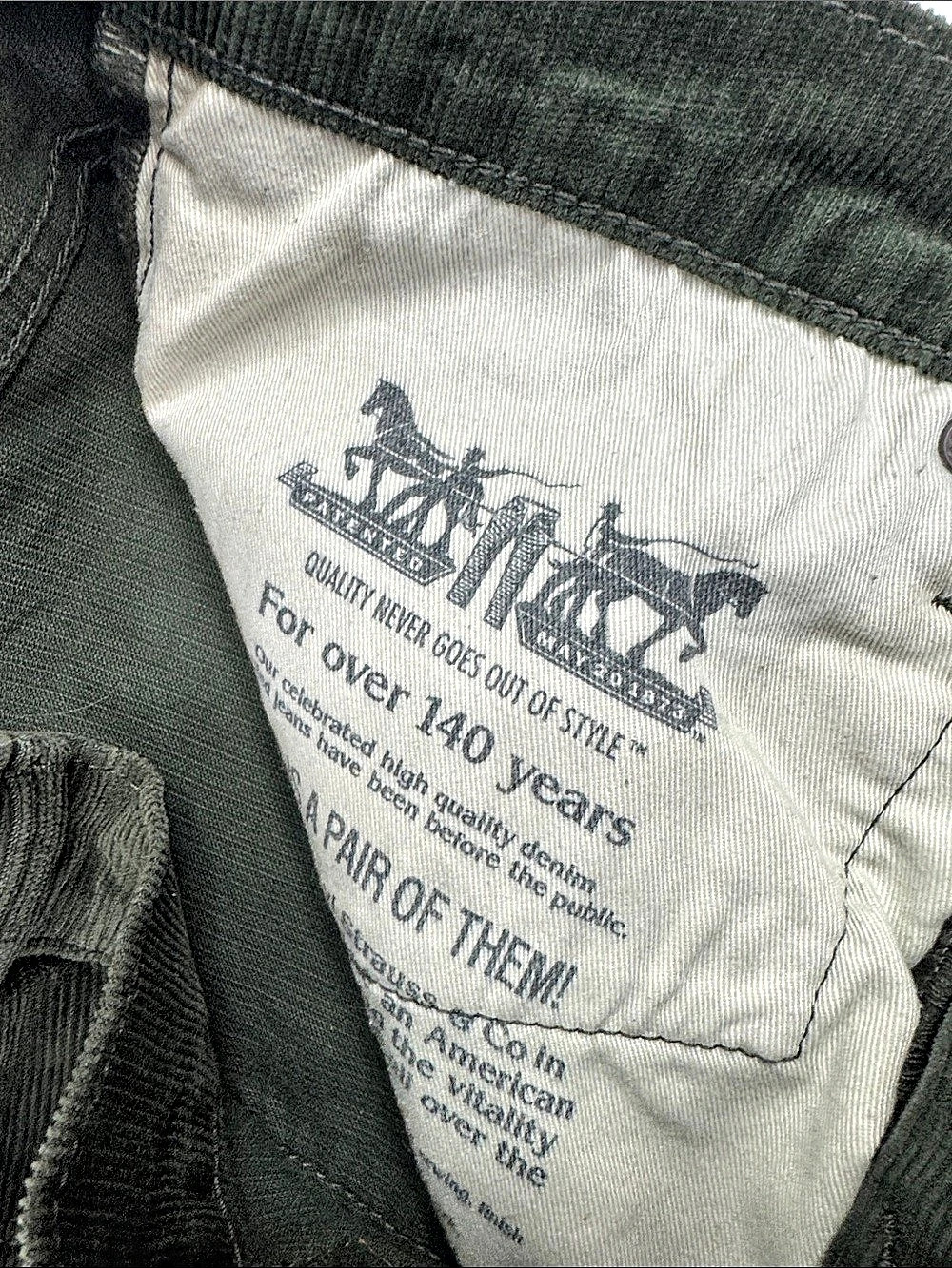 Levi's 511 Men's Green Corduroy Straight Jeans pants Waist 31/32 - Picture 10 of 13